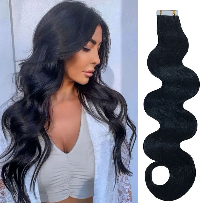 Invisible Tape In Extensions Real Hair - Bande de vague de corps longue