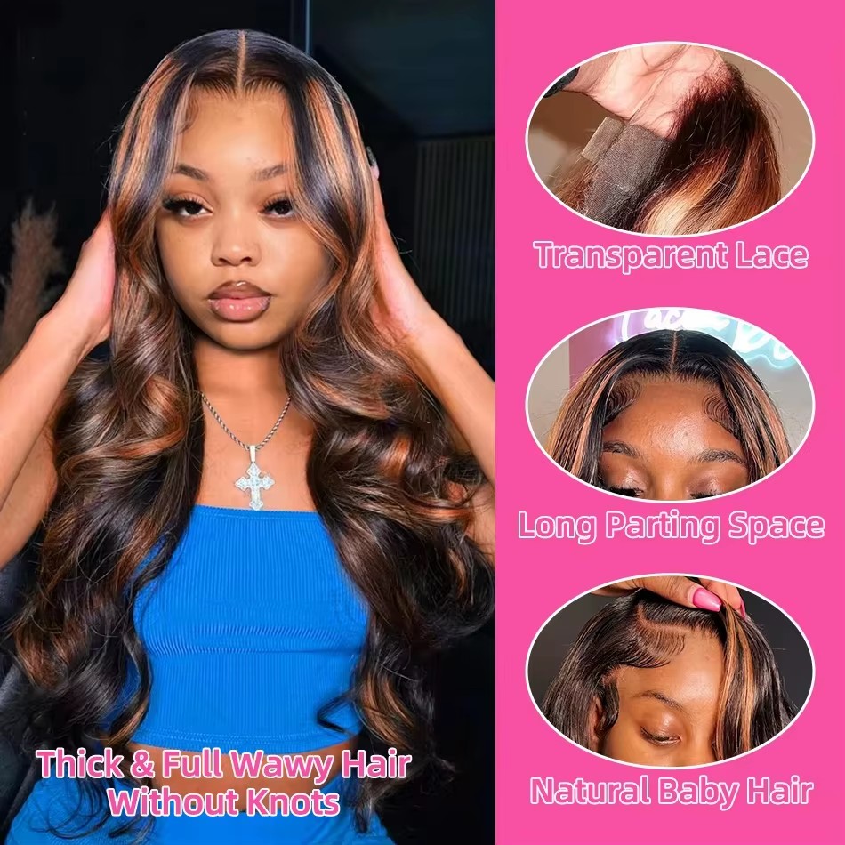 Human Hair Wigs - Perruques Lace Front 13x4 Ombrées avec