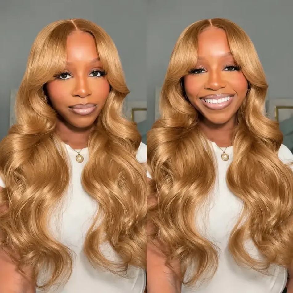 Hd Lace Frontal Wig Human Hair Pre Plucked - Perruque blonde miel, ondulée, 13x6, perruques