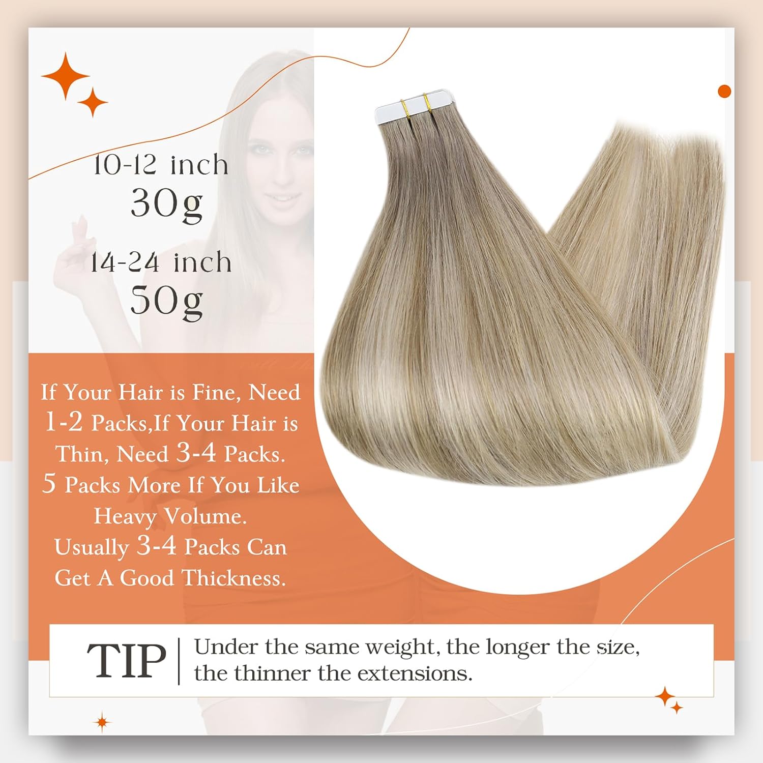 Bande entièrement brillante da - Invisible Tape In Extensions Real Hair avis et prix