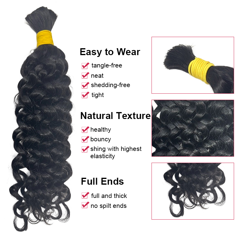 Cheveux humains à tresser pour - Water Wave Bulk Human Hair For Braiding avis et prix