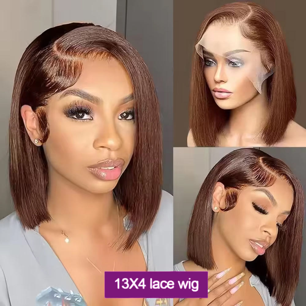 Perruque courte de couleur châ - Pre Parted 13X4 Lace Front Bob Wig avis et prix