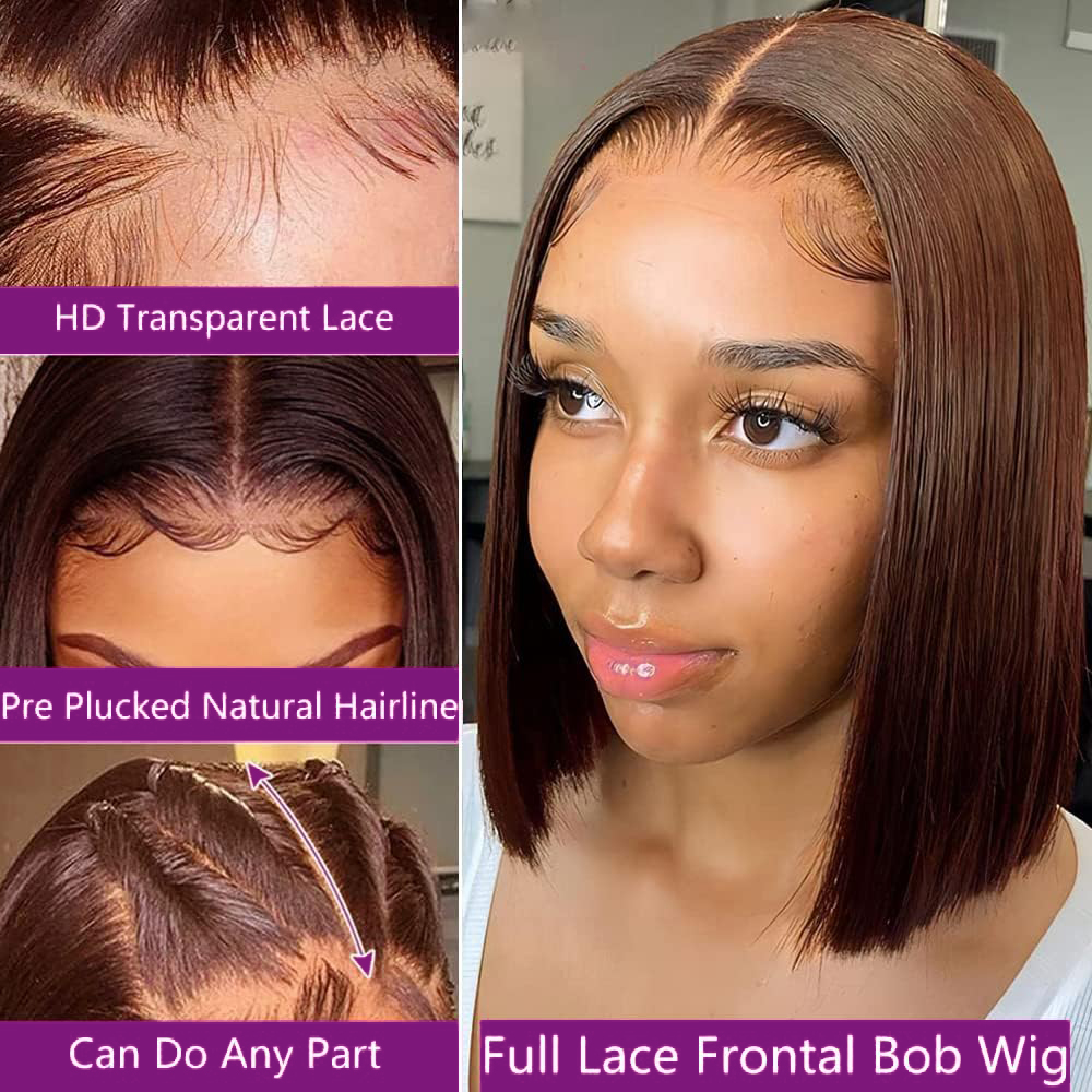 Perruque courte de couleur châ - Pre Parted 13X4 Lace Front Bob Wig avis et prix