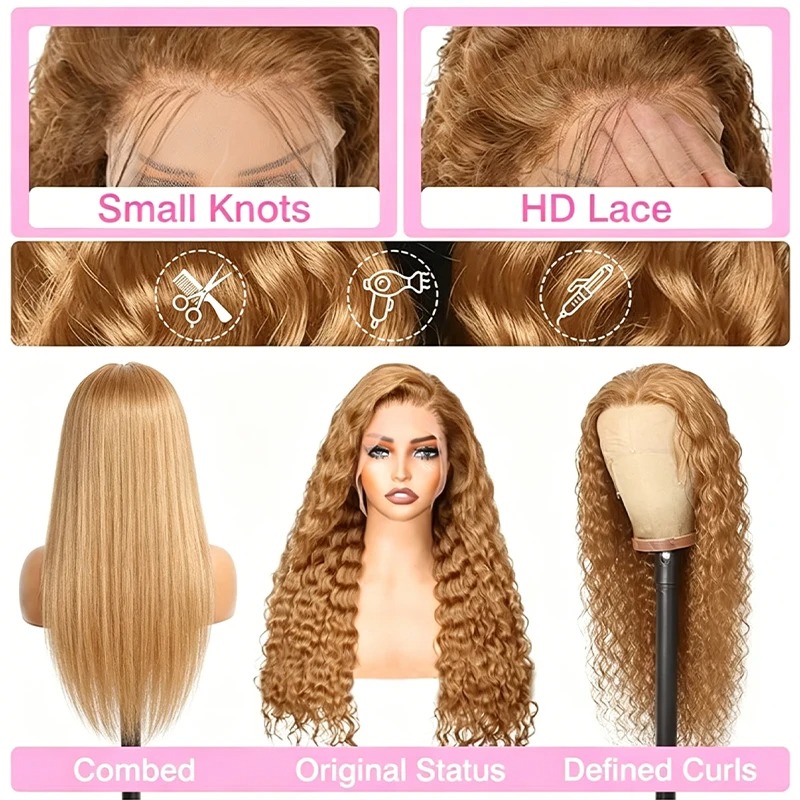 34 38 pouces miel blond perruq - Hd Lace Frontal Wig Human Hair Pre Plucked avis et prix