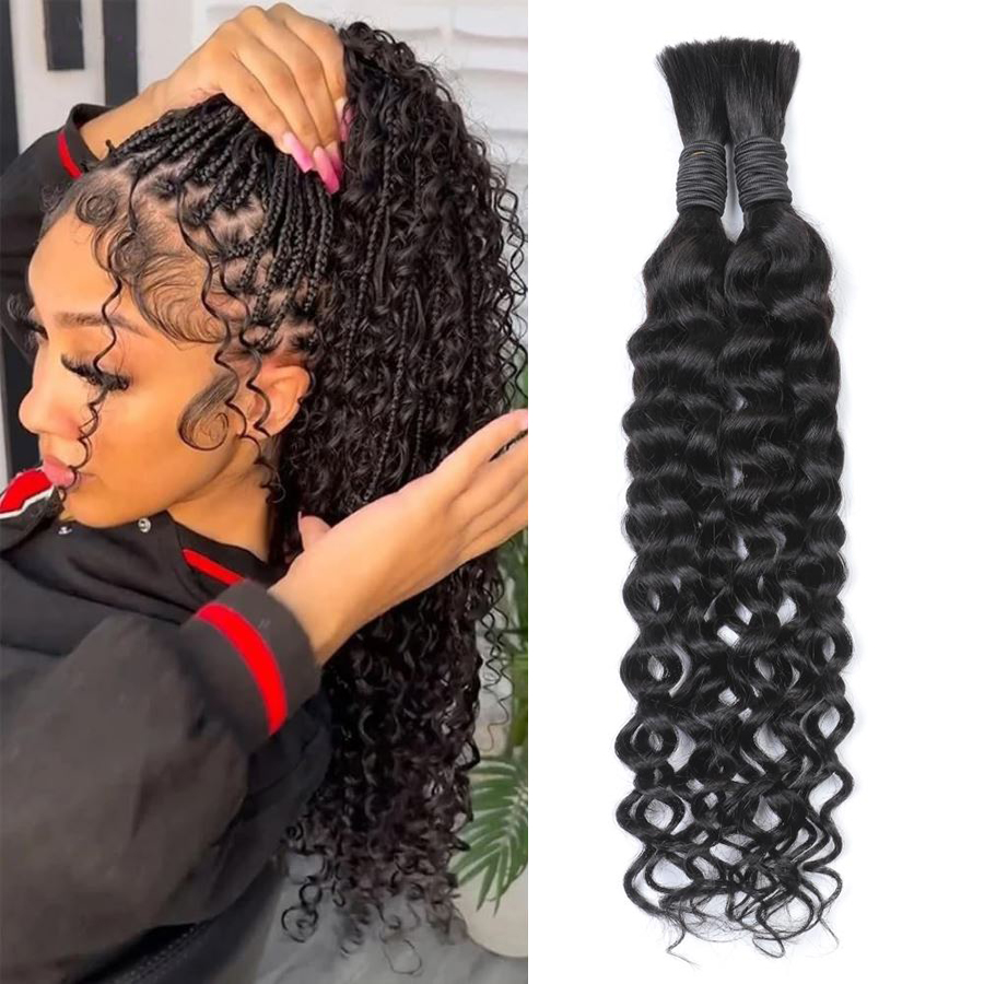 Cheveux humains ondulés style  - Water Wave Bulk Human Hair For Braiding avis et prix